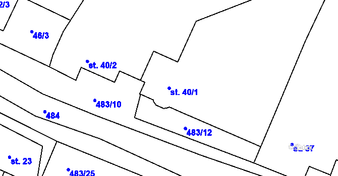 Parcela st. 40/1 v KÚ Líny, Katastrální mapa