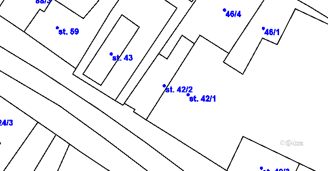 Parcela st. 42/2 v KÚ Líny, Katastrální mapa