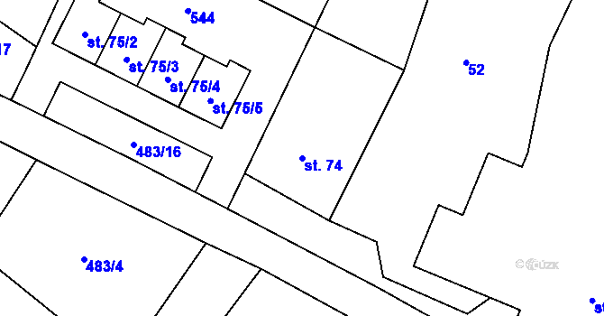 Parcela st. 74 v KÚ Líny, Katastrální mapa