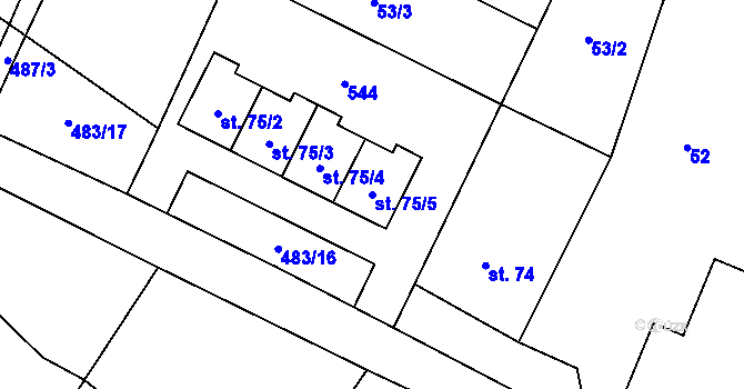 Parcela st. 75/5 v KÚ Líny, Katastrální mapa