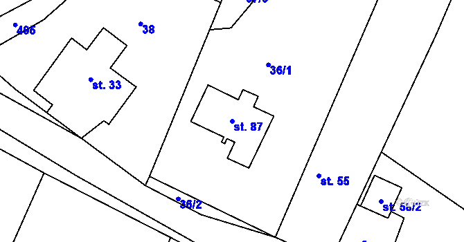 Parcela st. 87 v KÚ Líny, Katastrální mapa