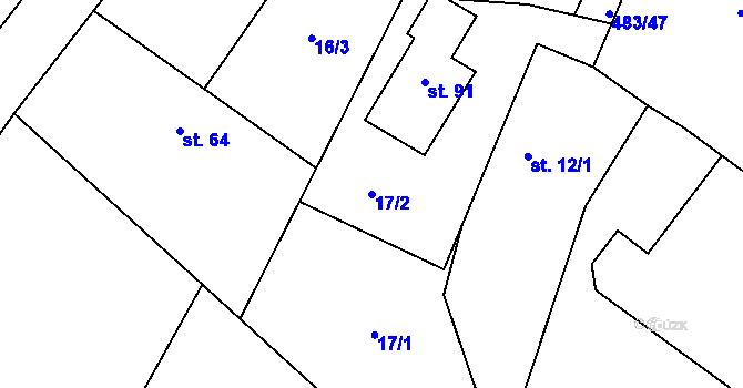 Parcela st. 17/2 v KÚ Líny, Katastrální mapa