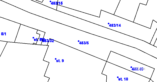Parcela st. 483/5 v KÚ Líny, Katastrální mapa
