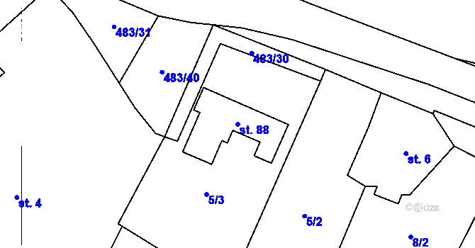 Parcela st. 88 v KÚ Líny, Katastrální mapa