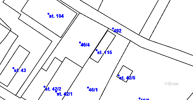 Parcela st. 115 v KÚ Líny, Katastrální mapa
