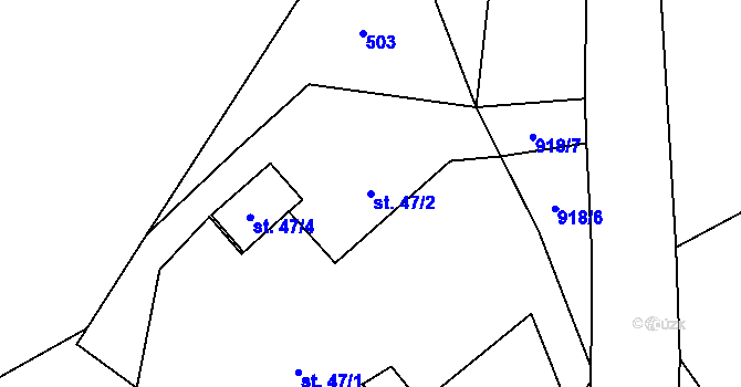 Parcela st. 47/2 v KÚ Lípa u Havlíčkova Brodu, Katastrální mapa