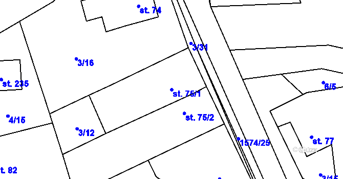Parcela st. 75/1 v KÚ Lípa u Havlíčkova Brodu, Katastrální mapa