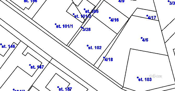 Parcela st. 102 v KÚ Lípa u Havlíčkova Brodu, Katastrální mapa