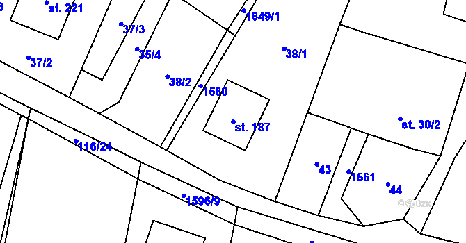 Parcela st. 187 v KÚ Lípa u Havlíčkova Brodu, Katastrální mapa