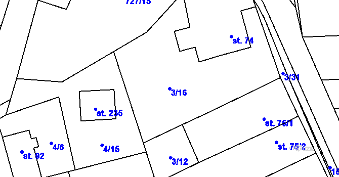 Parcela st. 3/16 v KÚ Lípa u Havlíčkova Brodu, Katastrální mapa