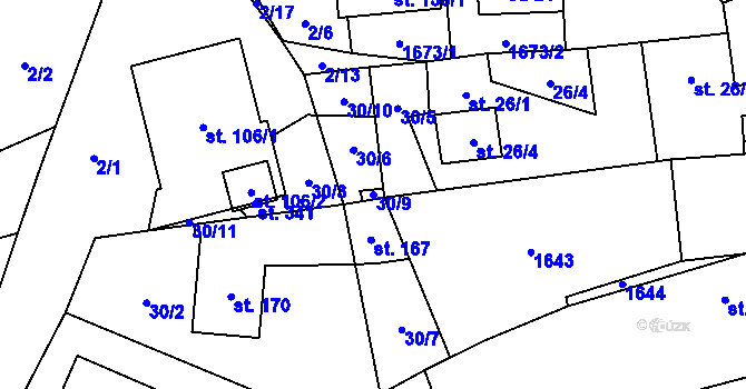 Parcela st. 30/9 v KÚ Lípa u Havlíčkova Brodu, Katastrální mapa