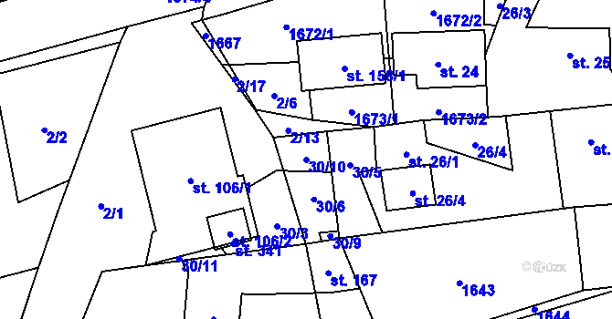 Parcela st. 30/10 v KÚ Lípa u Havlíčkova Brodu, Katastrální mapa