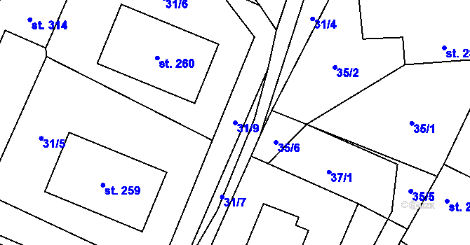 Parcela st. 31/9 v KÚ Lípa u Havlíčkova Brodu, Katastrální mapa