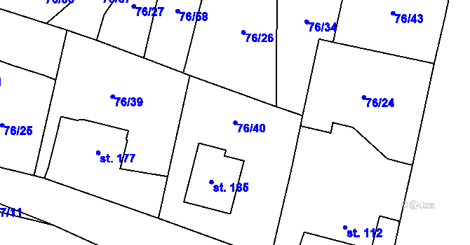 Parcela st. 76/40 v KÚ Lípa u Havlíčkova Brodu, Katastrální mapa