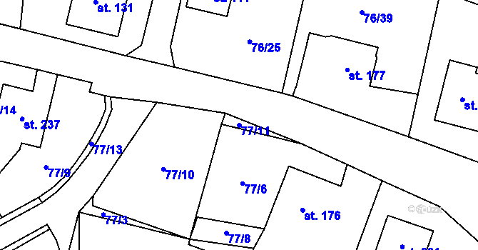 Parcela st. 77/11 v KÚ Lípa u Havlíčkova Brodu, Katastrální mapa