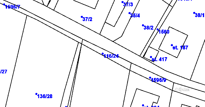 Parcela st. 116/24 v KÚ Lípa u Havlíčkova Brodu, Katastrální mapa