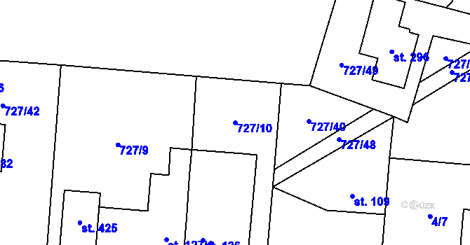 Parcela st. 727/10 v KÚ Lípa u Havlíčkova Brodu, Katastrální mapa
