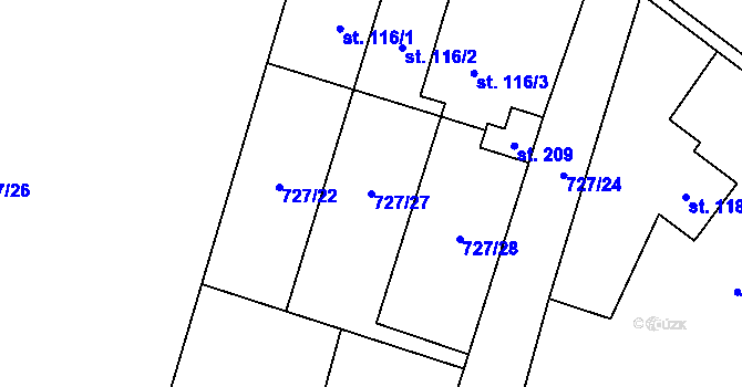 Parcela st. 727/27 v KÚ Lípa u Havlíčkova Brodu, Katastrální mapa