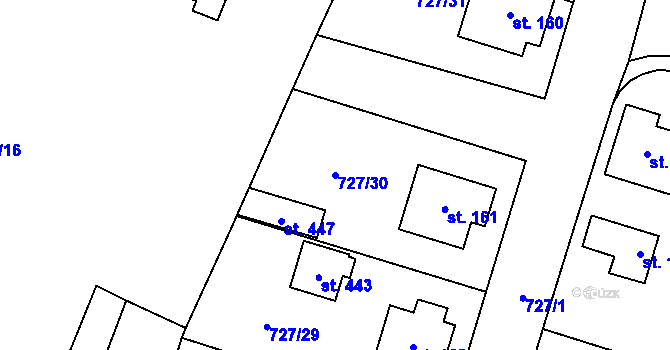 Parcela st. 727/30 v KÚ Lípa u Havlíčkova Brodu, Katastrální mapa