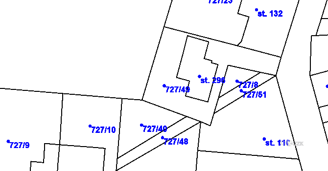 Parcela st. 727/49 v KÚ Lípa u Havlíčkova Brodu, Katastrální mapa