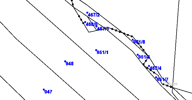 Parcela st. 951/1 v KÚ Lípa u Havlíčkova Brodu, Katastrální mapa