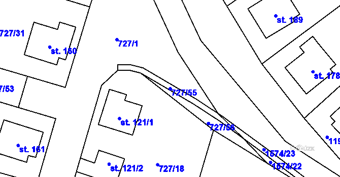 Parcela st. 727/55 v KÚ Lípa u Havlíčkova Brodu, Katastrální mapa