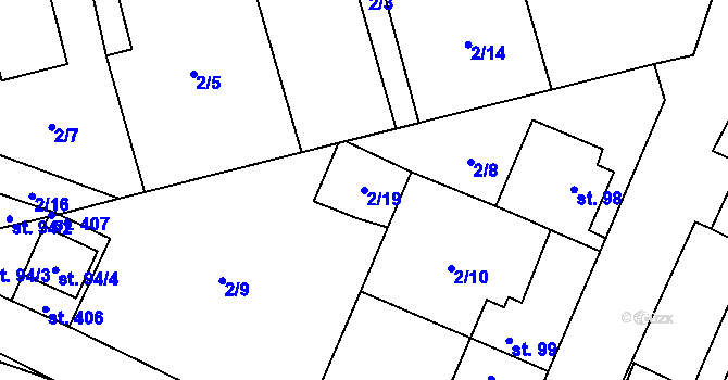 Parcela st. 2/19 v KÚ Lípa u Havlíčkova Brodu, Katastrální mapa