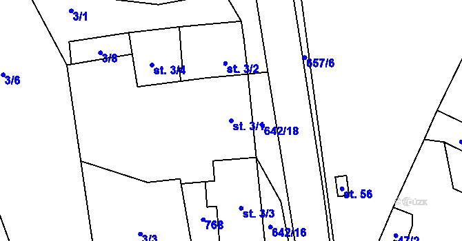 Parcela st. 3/1 v KÚ Petrkov, Katastrální mapa