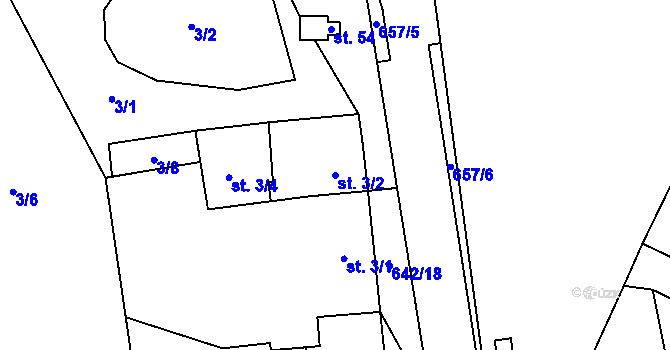 Parcela st. 3/2 v KÚ Petrkov, Katastrální mapa