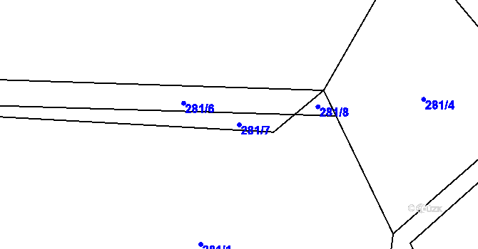 Parcela st. 281/7 v KÚ Petrkov, Katastrální mapa