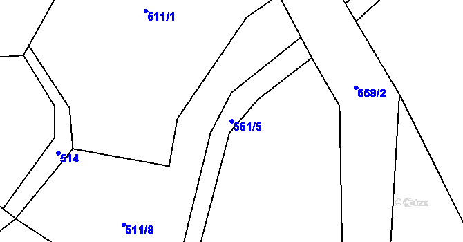 Parcela st. 561/5 v KÚ Petrkov, Katastrální mapa