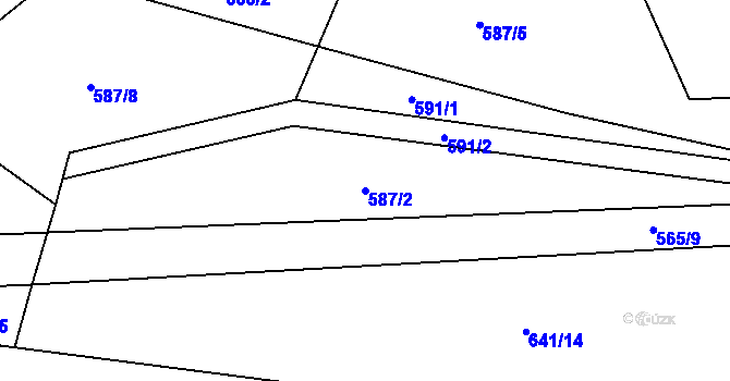 Parcela st. 587/2 v KÚ Petrkov, Katastrální mapa