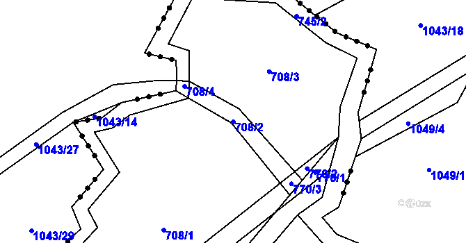 Parcela st. 708/2 v KÚ Petrkov, Katastrální mapa