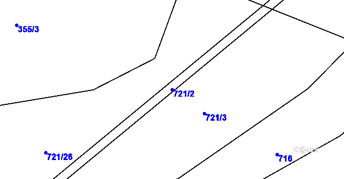 Parcela st. 721/2 v KÚ Petrkov, Katastrální mapa