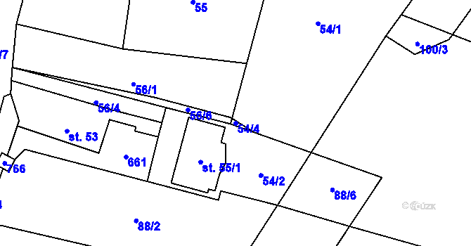 Parcela st. 54/4 v KÚ Petrkov, Katastrální mapa