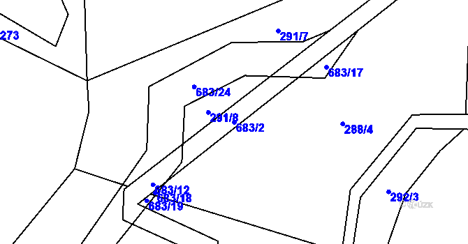Parcela st. 683/2 v KÚ Petrkov, Katastrální mapa