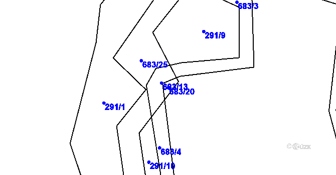 Parcela st. 683/20 v KÚ Petrkov, Katastrální mapa