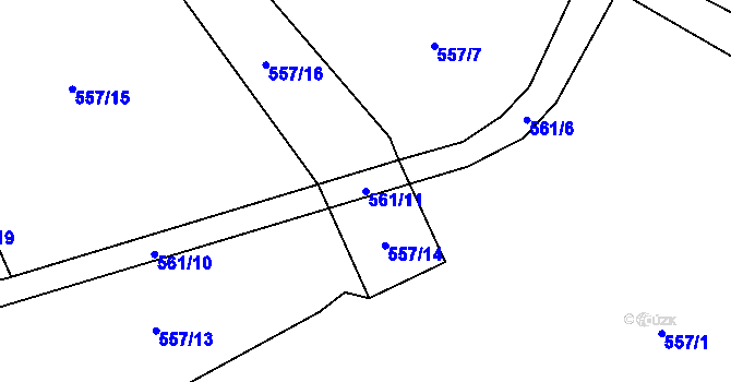 Parcela st. 561/11 v KÚ Petrkov, Katastrální mapa