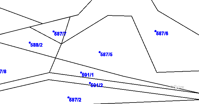 Parcela st. 587/5 v KÚ Petrkov, Katastrální mapa