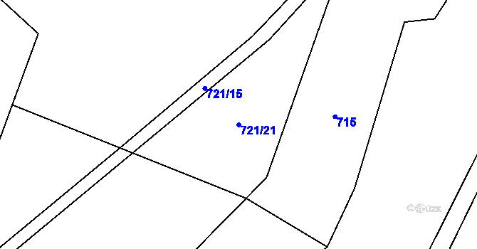 Parcela st. 721/21 v KÚ Petrkov, Katastrální mapa