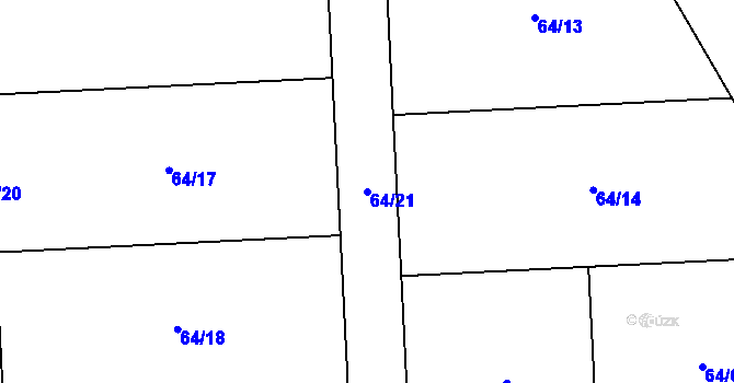 Parcela st. 64/21 v KÚ Petrkov, Katastrální mapa