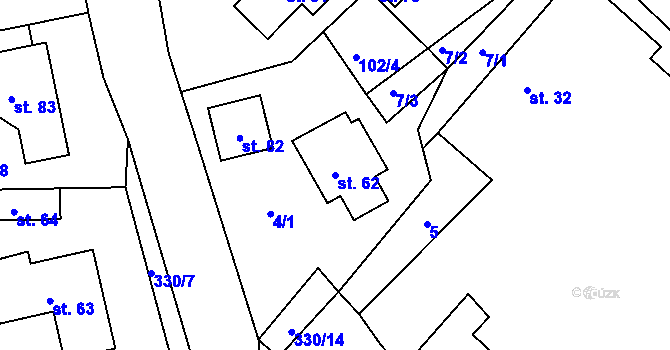 Parcela st. 62 v KÚ Lípa u Hradce Králové, Katastrální mapa