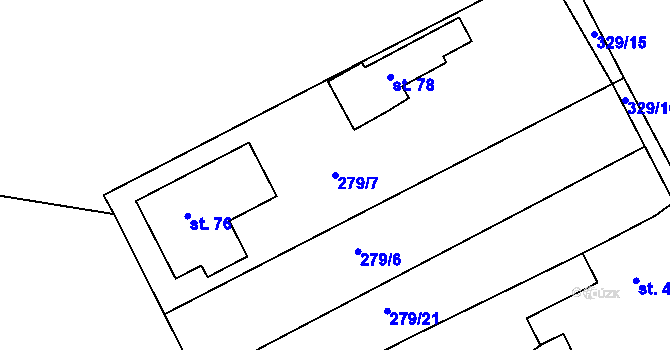 Parcela st. 279/7 v KÚ Lípa u Hradce Králové, Katastrální mapa