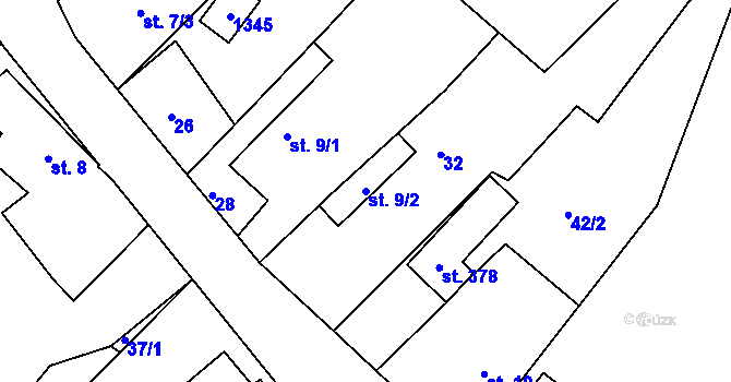 Parcela st. 9/2 v KÚ Lípa nad Orlicí, Katastrální mapa