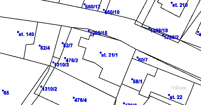 Parcela st. 21/1 v KÚ Lípa nad Orlicí, Katastrální mapa