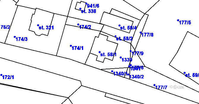 Parcela st. 58/1 v KÚ Lípa nad Orlicí, Katastrální mapa