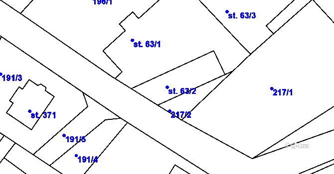 Parcela st. 63/2 v KÚ Lípa nad Orlicí, Katastrální mapa