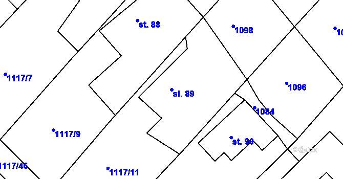 Parcela st. 89 v KÚ Lípa nad Orlicí, Katastrální mapa