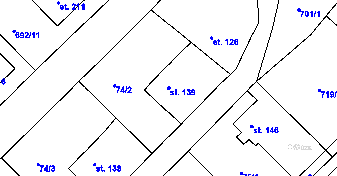 Parcela st. 139 v KÚ Lípa nad Orlicí, Katastrální mapa