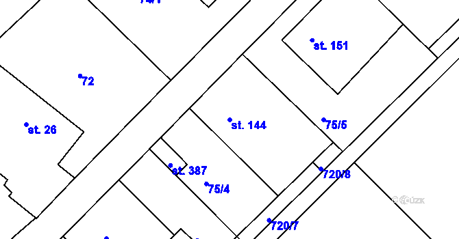 Parcela st. 144 v KÚ Lípa nad Orlicí, Katastrální mapa